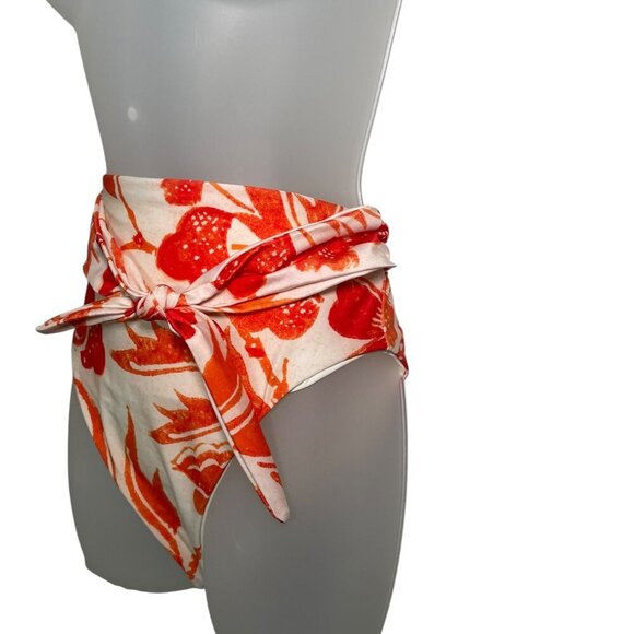Mara Hoffman Goldie High-Waist Bikini Bottom Red Multi Floral Medium NWT - Picture 5 of 7